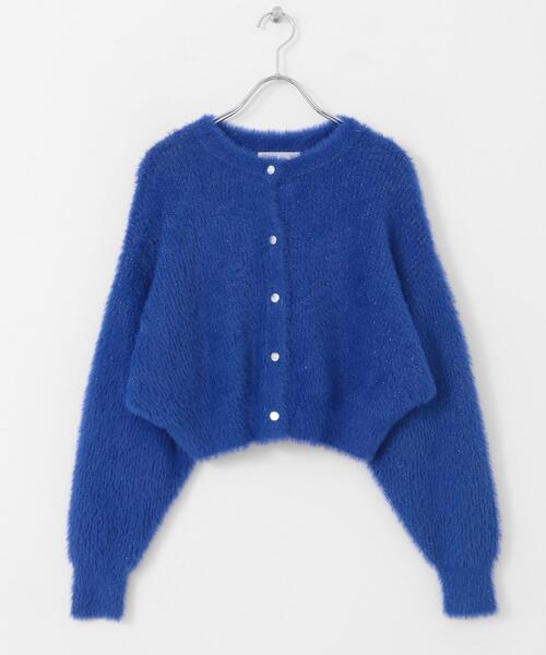 SENSE OF PLACE by URBAN RESEARCH(センスオブプレイスバイアーバンリサーチ)の「ラメシャギークロップドカーディガン(ニット/セーター・レディース・ライトベージュ/チャコールグレー/ブルー/レッド・ONE)」の8枚目の写真