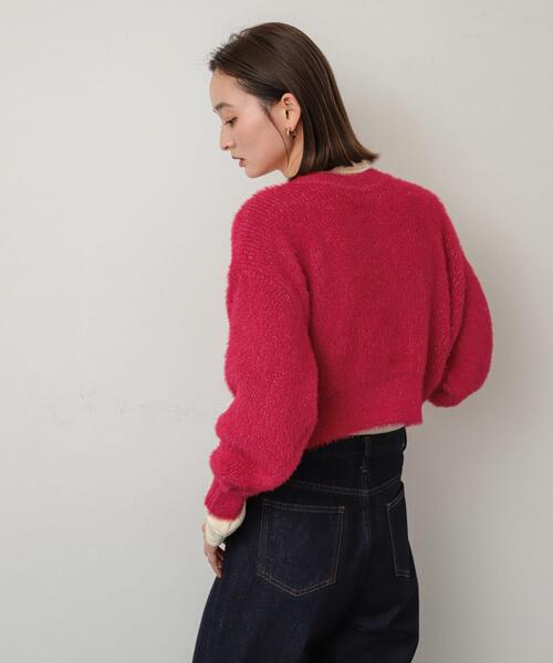 SENSE OF PLACE by URBAN RESEARCH(センスオブプレイスバイアーバンリサーチ)の「ラメシャギークロップドカーディガン(ニット/セーター・レディース・ライトベージュ/チャコールグレー/ブルー/レッド・ONE)」の17枚目の写真