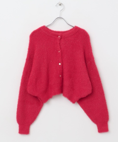 SENSE OF PLACE by URBAN RESEARCH(センスオブプレイスバイアーバンリサーチ)の「ラメシャギークロップドカーディガン(ニット/セーター・レディース・ライトベージュ/チャコールグレー/ブルー/レッド・ONE)」の21枚目の写真