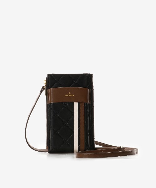 【セール】型押しモノグラム マルチスマホショルダー（ショルダーバッグ）｜& chouette（アンドシュエット）