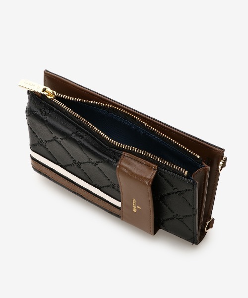 【セール】型押しモノグラム マルチスマホショルダー（ショルダーバッグ）｜& chouette（アンドシュエット）