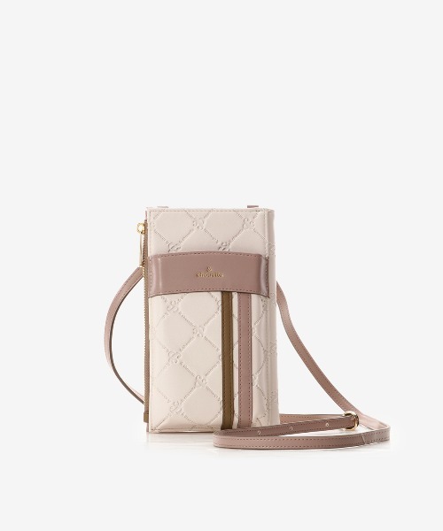 【セール】型押しモノグラム マルチスマホショルダー（ショルダーバッグ）｜& chouette（アンドシュエット）