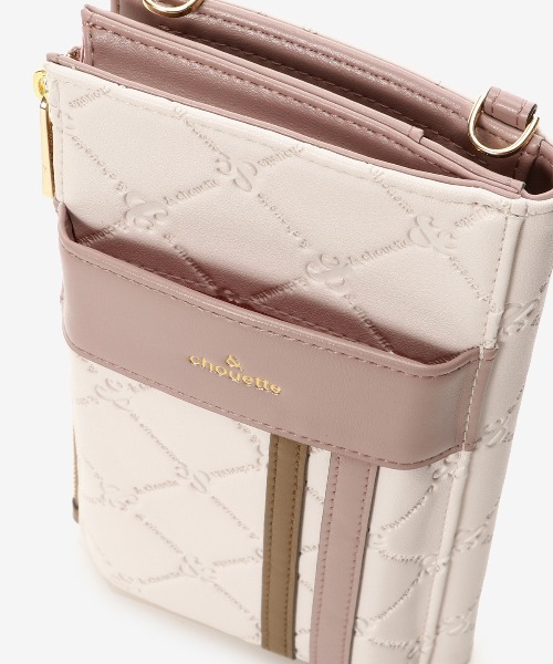 【セール】型押しモノグラム マルチスマホショルダー（ショルダーバッグ）｜& chouette（アンドシュエット）