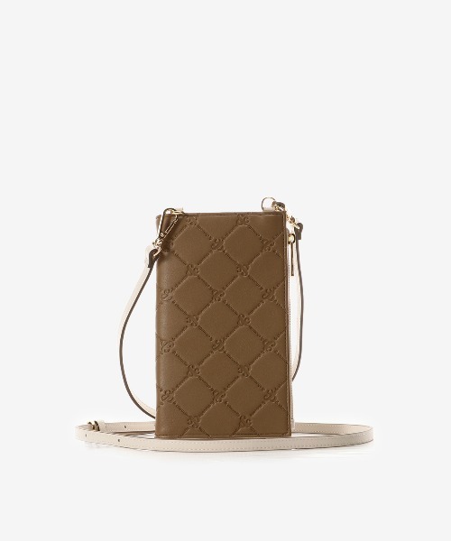 【セール】型押しモノグラム マルチスマホショルダー（ショルダーバッグ）｜& chouette（アンドシュエット）