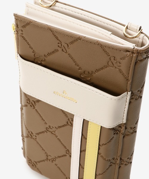 【セール】型押しモノグラム マルチスマホショルダー（ショルダーバッグ）｜& chouette（アンドシュエット）
