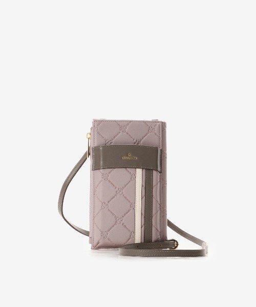 【セール】型押しモノグラム マルチスマホショルダー（ショルダーバッグ）｜& chouette（アンドシュエット）