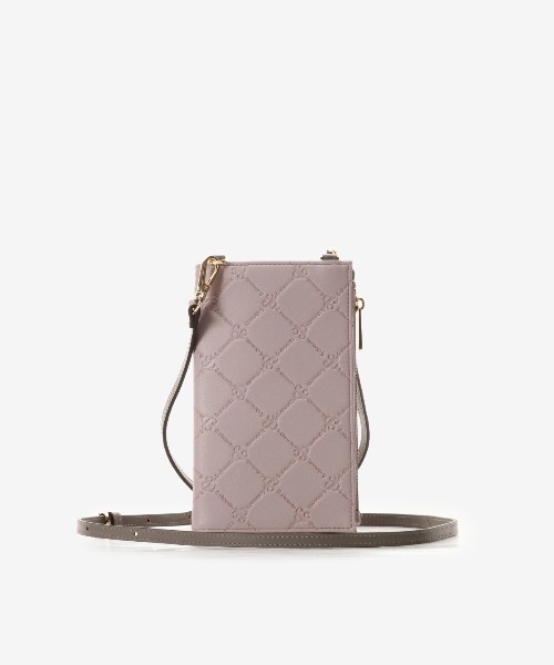 【セール】型押しモノグラム マルチスマホショルダー（ショルダーバッグ）｜& chouette（アンドシュエット）