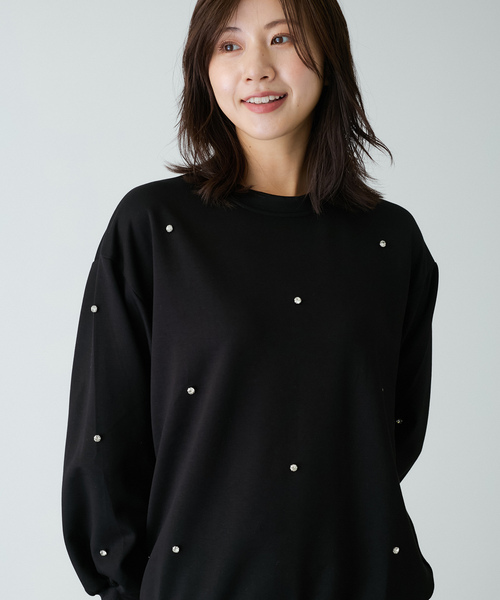 Jayro(ジャイロ)の「ビジュー付きプルオーバー(Tシャツ/カットソー・レディース・ベージュ/グレー/ブラック・FREE)」の2枚目の写真