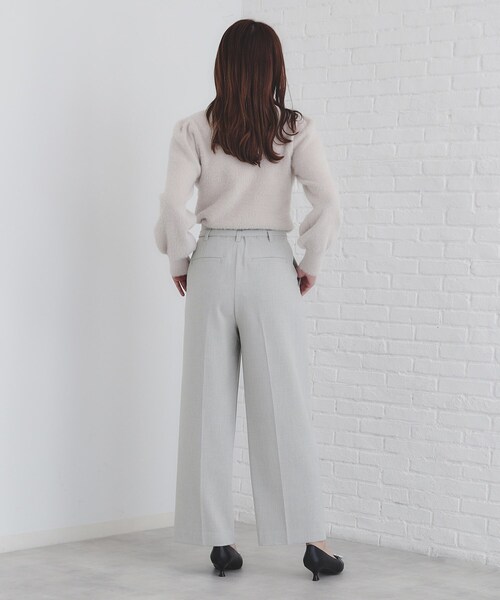 セール】《S-LLsize》ストレッチタックワイドパンツ【洗濯機洗い可