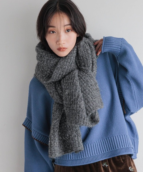 LOWRYS FARM(ローリーズファーム)の「ラメニットストール 138966(ストール/ショール・レディース・ベージュ/グレー・FREE)」の3枚目の写真