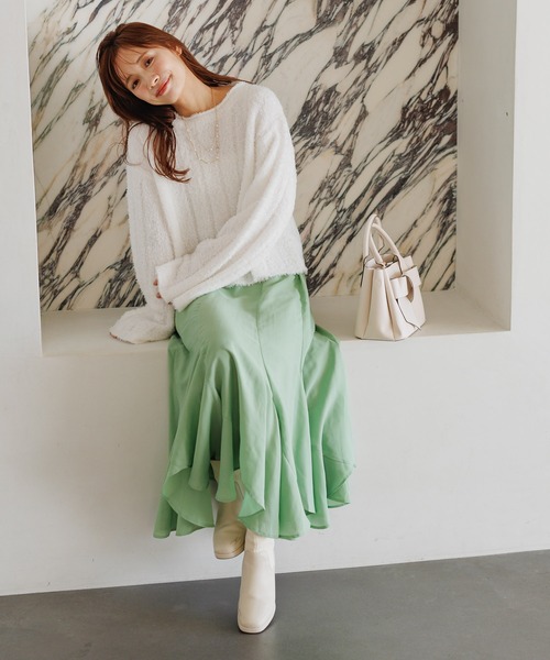 mysty woman（ミスティウーマン）の「フェザーモールショートプルオーバー 287569（ニット/セーター・レディース・グレイッシュベージュ/オフホワイト/チャコールグレー/ライトグリーン・FREE）」の10枚目の写真