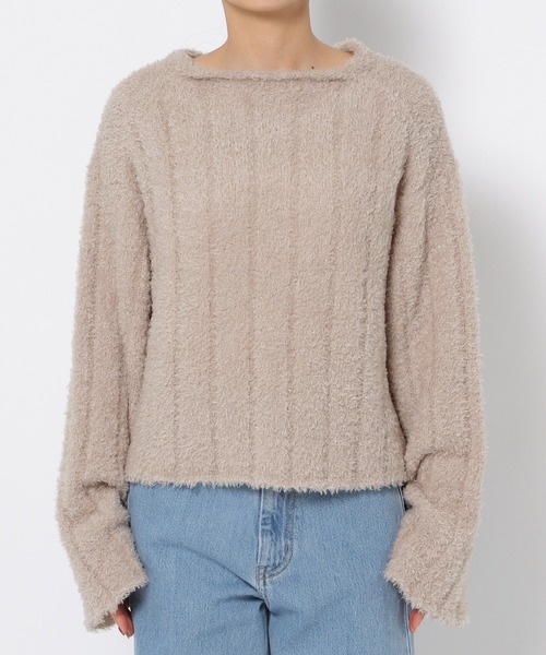 mysty woman（ミスティウーマン）の「フェザーモールショートプルオーバー 287569（ニット/セーター・レディース・グレイッシュベージュ/オフホワイト/チャコールグレー/ライトグリーン・FREE）」の14枚目の写真