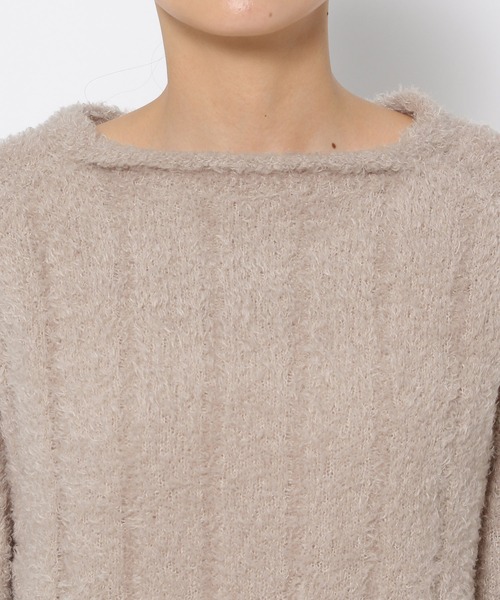 mysty woman（ミスティウーマン）の「フェザーモールショートプルオーバー 287569（ニット/セーター・レディース・グレイッシュベージュ/オフホワイト/チャコールグレー/ライトグリーン・FREE）」の18枚目の写真
