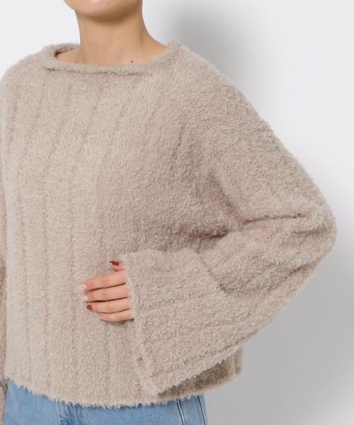 mysty woman（ミスティウーマン）の「フェザーモールショートプルオーバー 287569（ニット/セーター・レディース・グレイッシュベージュ/オフホワイト/チャコールグレー/ライトグリーン・FREE）」の19枚目の写真