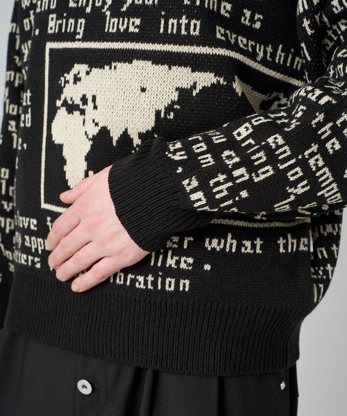 WISH FOR EVER(ウィッシュフォーエバー)の「NEWS PAPER DESIGN SHORT KNIT / ニュースペーパーデザインショートニット(ニット/セーター・メンズ・ブラック/レッド/ベージュ・MEDIUM/LARGE)」の9枚目の写真