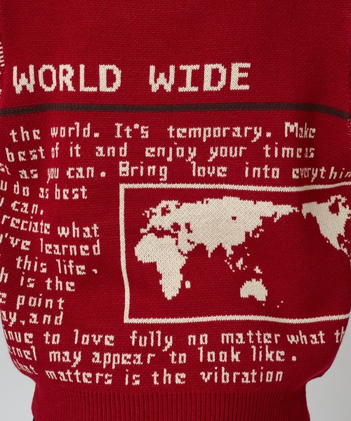 WISH FOR EVER(ウィッシュフォーエバー)の「NEWS PAPER DESIGN SHORT KNIT / ニュースペーパーデザインショートニット(ニット/セーター・メンズ・ブラック/レッド/ベージュ・MEDIUM/LARGE)」の11枚目の写真
