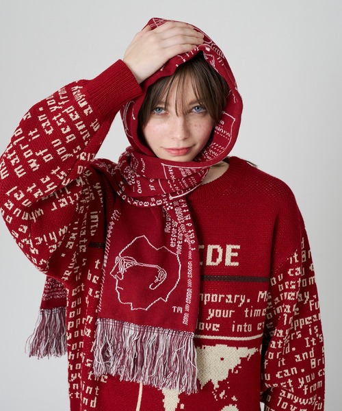 WISH FOR EVER(ウィッシュフォーエバー)の「NEWS PAPER DESIGN SHORT KNIT / ニュースペーパーデザインショートニット(ニット/セーター・メンズ・ブラック/レッド/ベージュ・MEDIUM/LARGE)」の17枚目の写真