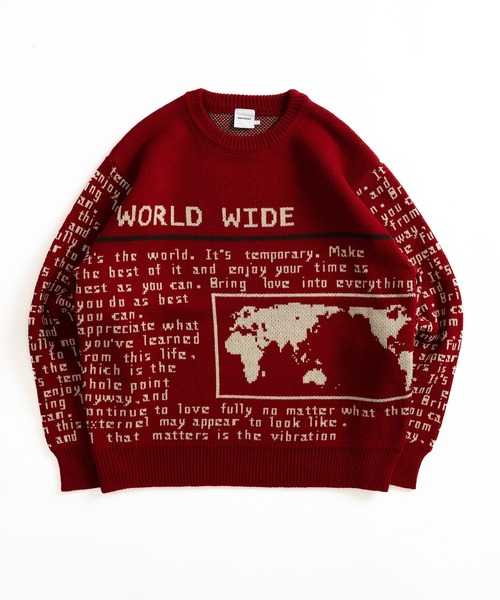 WISH FOR EVER(ウィッシュフォーエバー)の「NEWS PAPER DESIGN SHORT KNIT / ニュースペーパーデザインショートニット(ニット/セーター・メンズ・ブラック/レッド/ベージュ・MEDIUM/LARGE)」の18枚目の写真