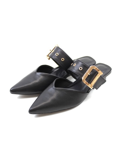 VIVIAN（ヴィヴィアン）の「ポインテッドトゥVカットバックルベルトミュールパンプス（パンプス・レディース・アイボリー/ブラック/シルバー・M/S/LL/L）」の7枚目の写真