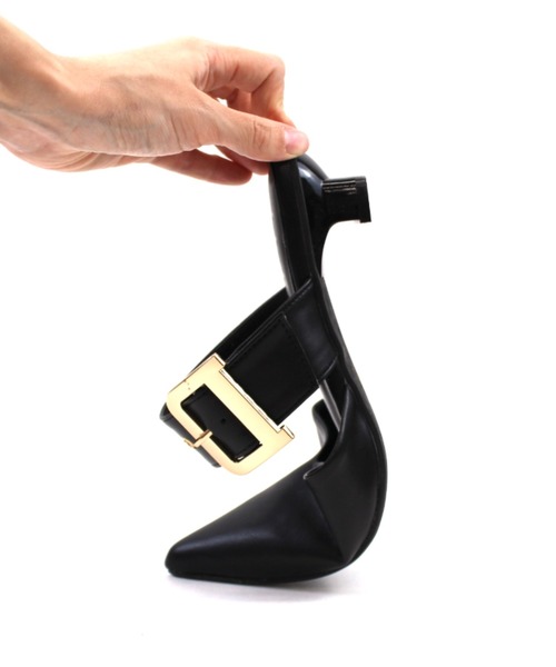 VIVIAN（ヴィヴィアン）の「ポインテッドトゥVカットバックルベルトミュールパンプス（パンプス・レディース・アイボリー/ブラック/シルバー・M/S/LL/L）」の15枚目の写真