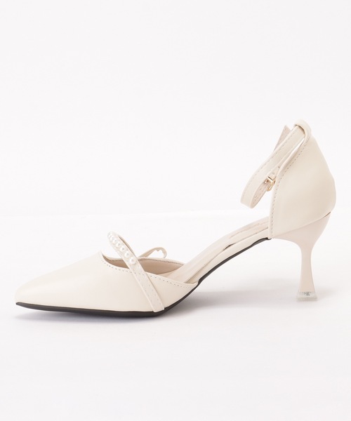 Lace Ladies（レースレディース）の「レザー調 ポインテッド パールライン ストラップ パンプス（パンプス・レディース・アイボリー・22.5cm/23cm/23.5cm/24cm/24.5cm/25cm）」の10枚目の写真