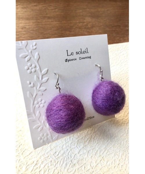 セール】【Le soleil】大人可愛い 羊毛フェルトボール ピアス(MA  
