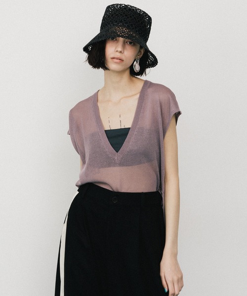 LA BELLE ETUDE（ラベルエチュード）の「2WAYシアーフレンチスリーブニット（ニット/セーター・レディース・ライトブルー/ブラック/ホワイト/グレー/ライトパープル・FREE）」の5枚目の写真