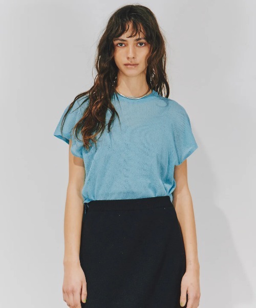 LA BELLE ETUDE（ラベルエチュード）の「2WAYシアーフレンチスリーブニット（ニット/セーター・レディース・ライトブルー/ブラック/ホワイト/グレー/ライトパープル・FREE）」の8枚目の写真