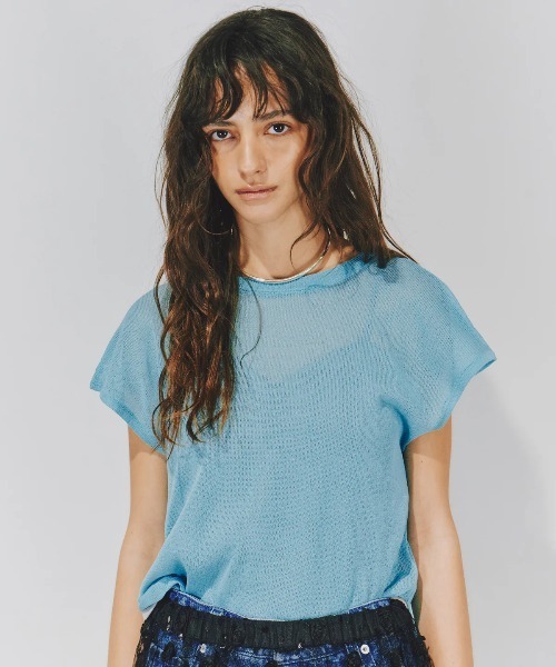 LA BELLE ETUDE（ラベルエチュード）の「2WAYシアーフレンチスリーブニット（ニット/セーター・レディース・ライトブルー/ブラック/ホワイト/グレー/ライトパープル・FREE）」の13枚目の写真