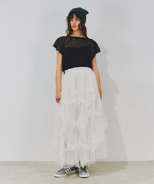 LA BELLE ETUDE（ラベルエチュード）の「2WAYシアーフレンチスリーブニット（ニット/セーター・レディース・ライトブルー/ブラック/ホワイト/グレー/ライトパープル・FREE）」の6枚目の写真