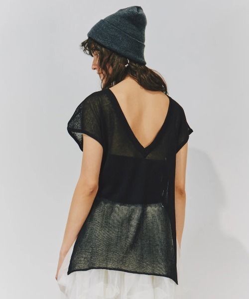 LA BELLE ETUDE（ラベルエチュード）の「2WAYシアーフレンチスリーブニット（ニット/セーター・レディース・ライトブルー/ブラック/ホワイト/グレー/ライトパープル・FREE）」の18枚目の写真