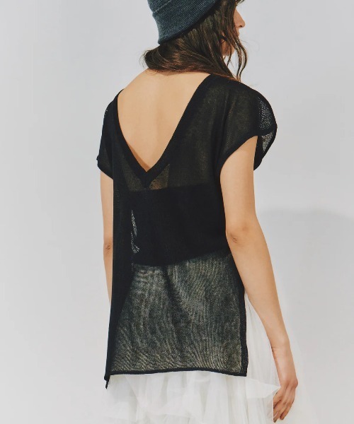 LA BELLE ETUDE（ラベルエチュード）の「2WAYシアーフレンチスリーブニット（ニット/セーター・レディース・ライトブルー/ブラック/ホワイト/グレー/ライトパープル・FREE）」の19枚目の写真