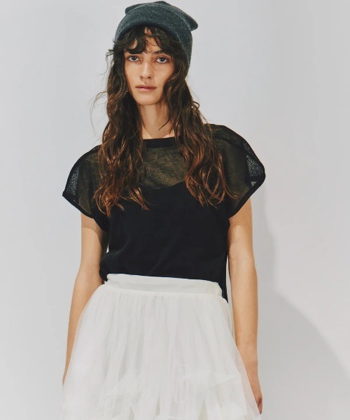 LA BELLE ETUDE（ラベルエチュード）の「2WAYシアーフレンチスリーブニット（ニット/セーター・レディース・ライトブルー/ブラック/ホワイト/グレー/ライトパープル・FREE）」の20枚目の写真