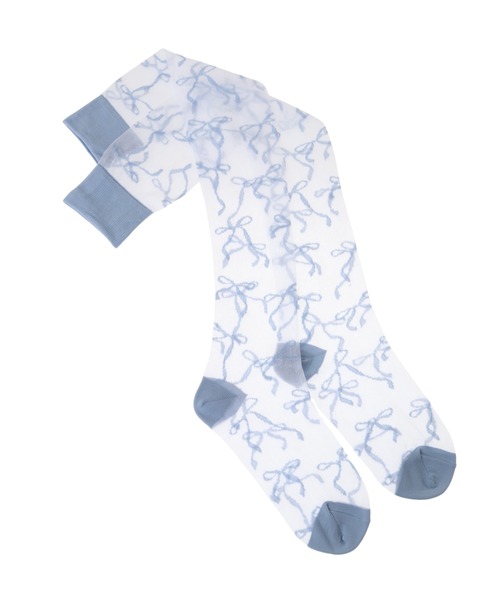 Candy Stripper（キャンディストリッパー）の「FULL OF RIBBON SHEER KNEE HIGH ソックス（ソックス/靴下・レディース・ライトブルー/チャコール/ピンク・FREE）」の3枚目の写真