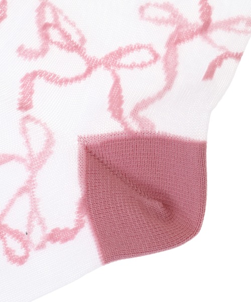 Candy Stripper（キャンディストリッパー）の「FULL OF RIBBON SHEER KNEE HIGH ソックス（ソックス/靴下・レディース・ライトブルー/チャコール/ピンク・FREE）」の6枚目の写真