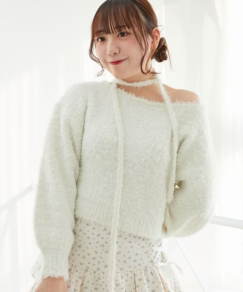MAJESTIC LEGON(マジェスティックレゴン)の「チョーカー付きプードルニット(ニット/セーター・レディース・ベージュ/グレー/アイボリー/ピンク・MEDIUM)」の17枚目の写真