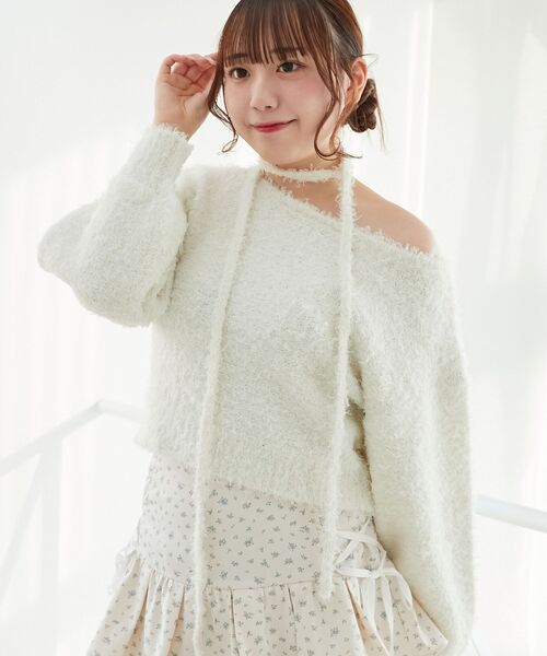 MAJESTIC LEGON(マジェスティックレゴン)の「チョーカー付きプードルニット(ニット/セーター・レディース・ベージュ/グレー/アイボリー/ピンク・MEDIUM)」の18枚目の写真