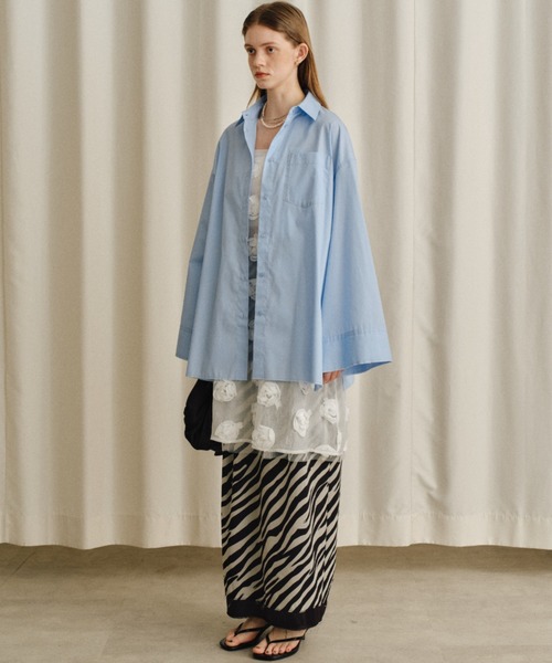 yae（ヤエ）の「Wide sleeve shirts／ワイドスリーブシャツ（シャツ/ブラウス・レディース・ライトブルー/ホワイト・FREE）」の8枚目の写真