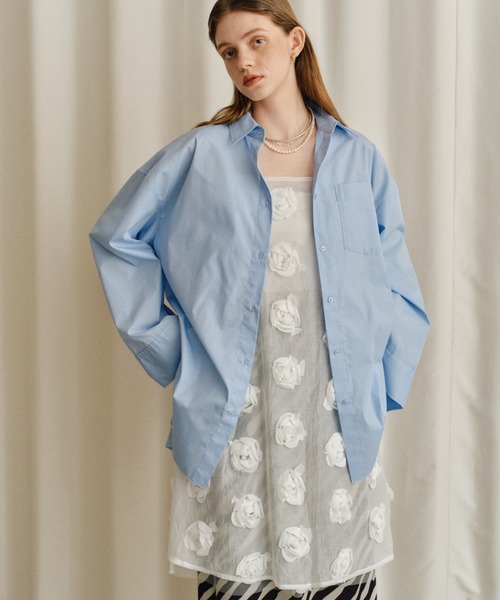 yae（ヤエ）の「Wide sleeve shirts／ワイドスリーブシャツ（シャツ/ブラウス・レディース・ライトブルー/ホワイト・FREE）」の5枚目の写真