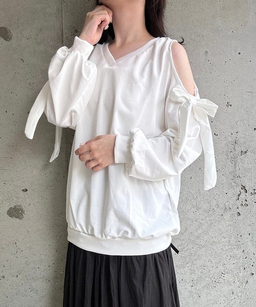 ラルフローレン　オフショルダーカットソー セール】オフショルダーリボンカットソー（Tシャツ/カットソー