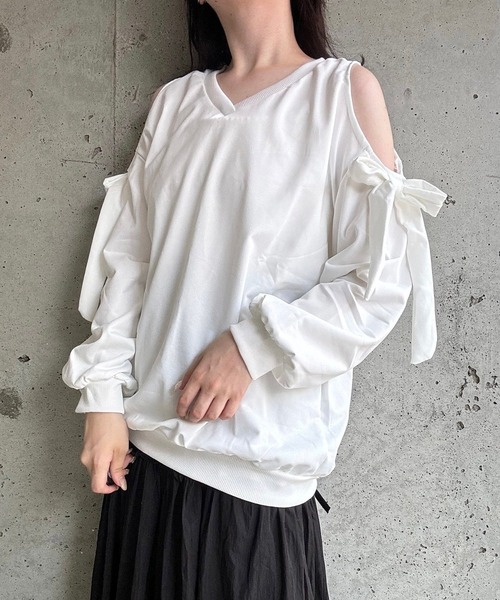 ＊レア＊ 美品 【ブルマリン】 ニットカットソー オフショルダー リボン 長袖 Amazon | [ZHONGJUE] オフショルダー リボン ニット