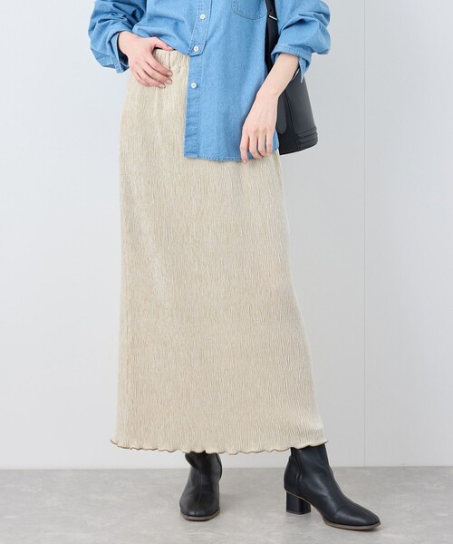 セール】ベロアプリーツタイトロングスカート（スカート）｜ROPE