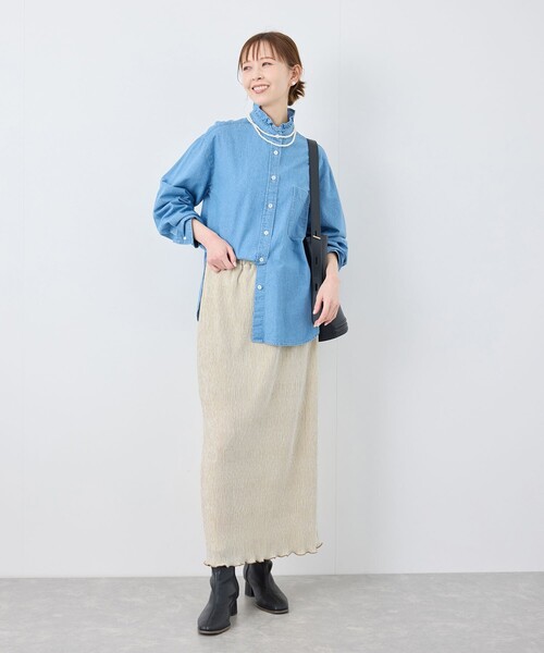 ROPE' PICNIC(ロペピクニック)の「ベロアプリーツタイトロングスカート(スカート・レディース・ブラック/ホワイト系その他5・38)」の7枚目の写真