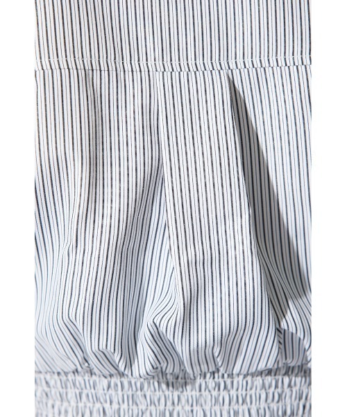 rienda（リエンダ）の「ウエストシャーリングジップブラウス 半袖 夏服（シャツ/ブラウス・レディース・ブラック/ライトイエロー/カーキ/ホワイト/マルチ・MEDIUM/SMALL）」の8枚目の写真