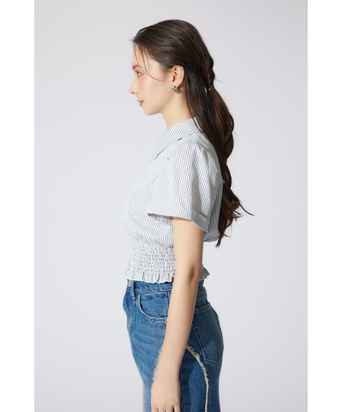 rienda（リエンダ）の「ウエストシャーリングジップブラウス 半袖 夏服（シャツ/ブラウス・レディース・ブラック/ライトイエロー/カーキ/ホワイト/マルチ・MEDIUM/SMALL）」の20枚目の写真