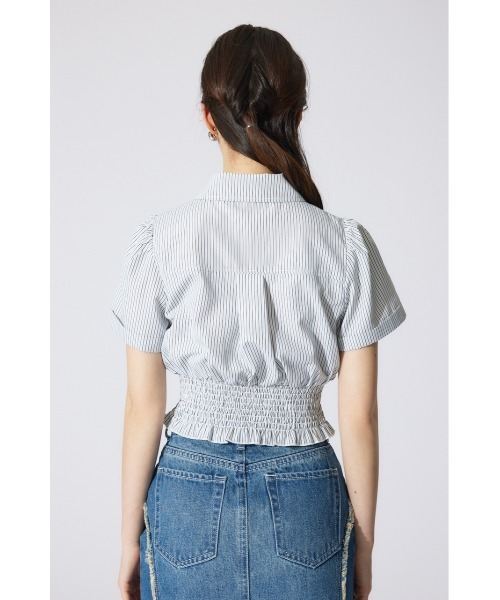 rienda（リエンダ）の「ウエストシャーリングジップブラウス 半袖 夏服（シャツ/ブラウス・レディース・ブラック/ライトイエロー/カーキ/ホワイト/マルチ・MEDIUM/SMALL）」の21枚目の写真