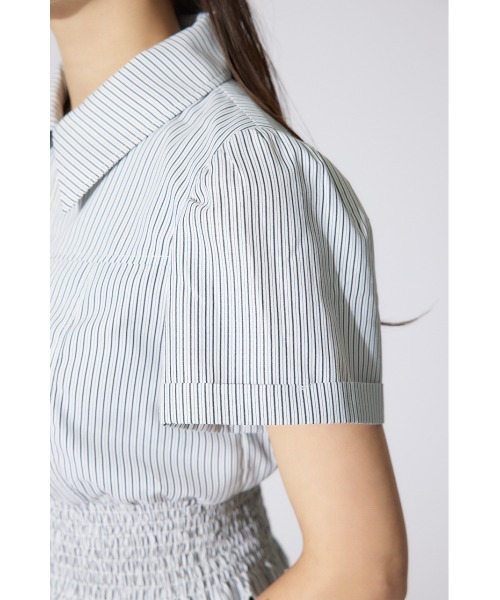 rienda（リエンダ）の「ウエストシャーリングジップブラウス 半袖 夏服（シャツ/ブラウス・レディース・ブラック/ライトイエロー/カーキ/ホワイト/マルチ・MEDIUM/SMALL）」の19枚目の写真