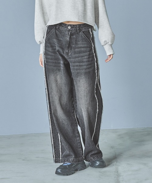 LAKOLE（ラコレ）の「サイドラインフリンジデニム / 290756（デニム