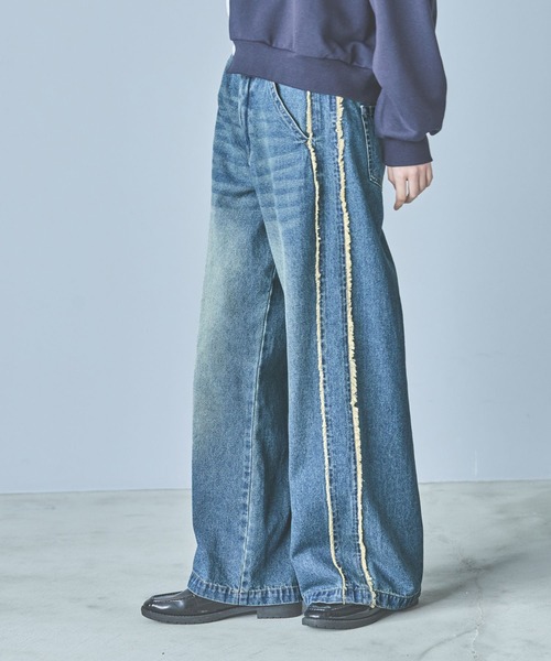 LAKOLE（ラコレ）の「サイドラインフリンジデニム / 290756（デニム