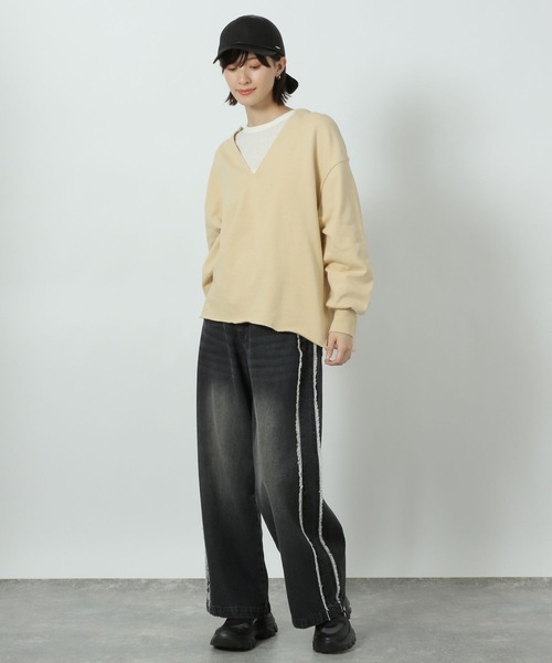 LAKOLE（ラコレ）の「サイドラインフリンジデニム / 290756（デニムパンツ・レディース・ライトブルー/ブラック/ブルー・SMALL/MEDIUM/LARGE）」の19枚目の写真